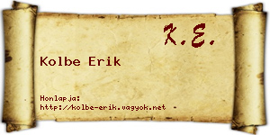 Kolbe Erik névjegykártya